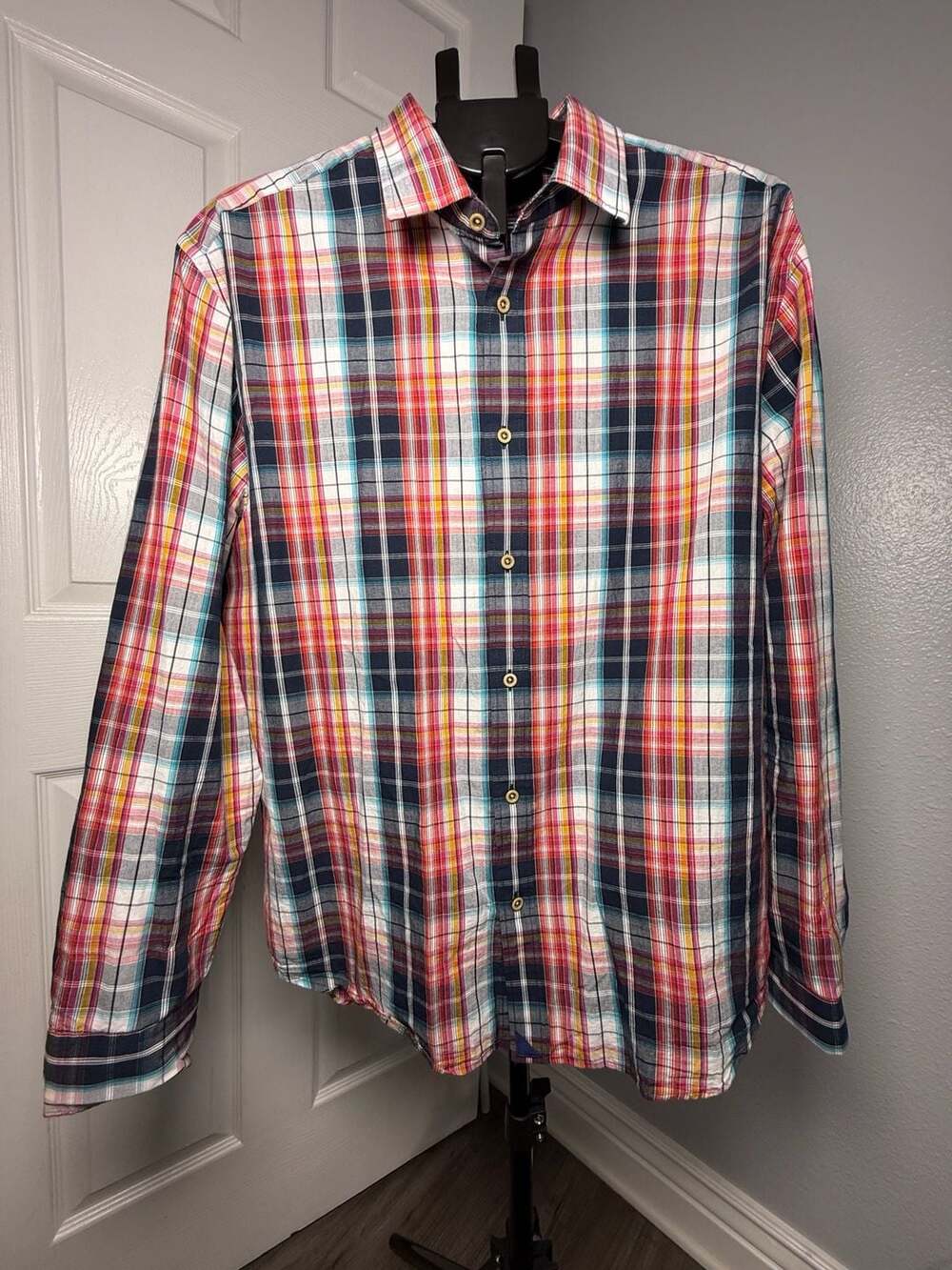 Untuckit Plaid Button-Down Shirt Size X-Large Regular Fit